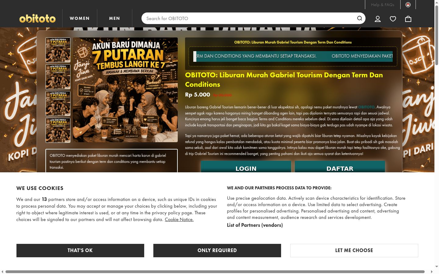 Screenshot of the consent banner shown before any interaction
