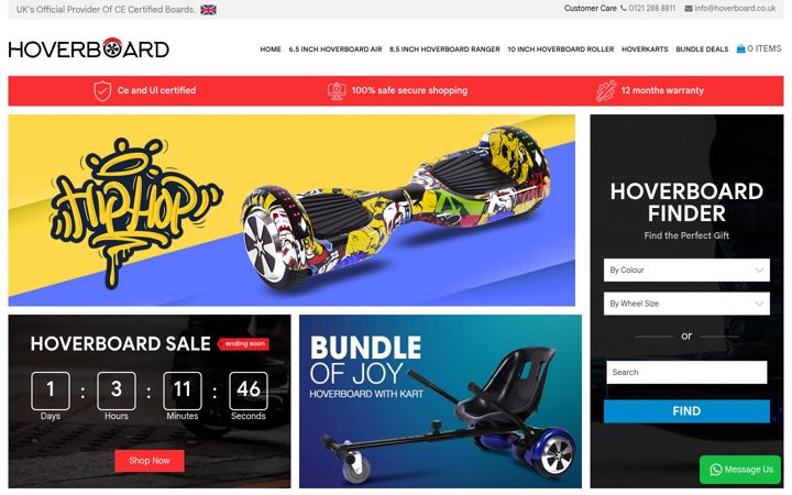 Screenshot of hoverboard.co.uk