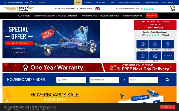 Screenshot of hoverboards.co.uk