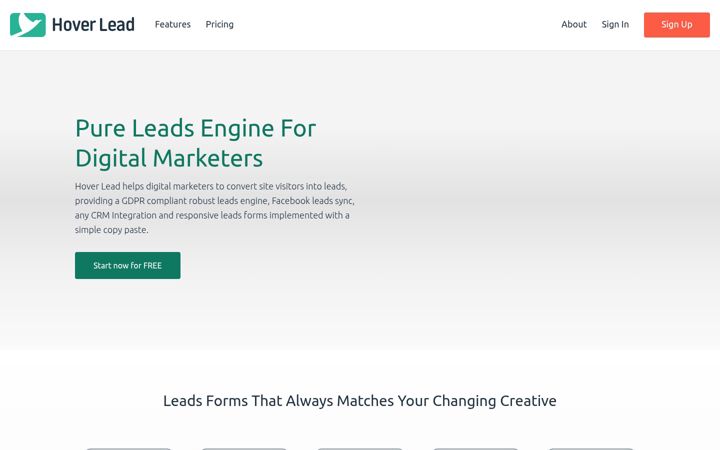 Screenshot of hoverlead.com