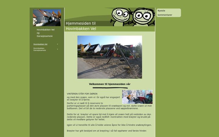 Screenshot of hovinbakkenvel.com