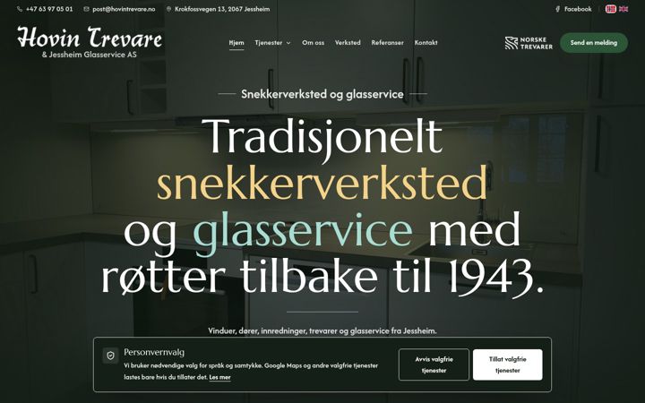 Screenshot of hovintrevare.no