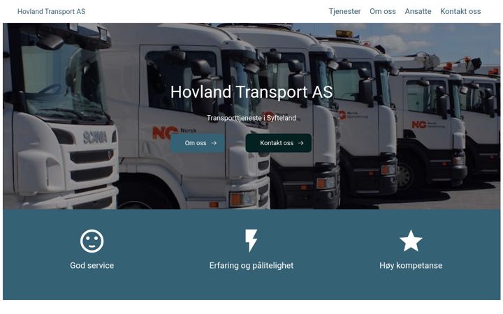 Screenshot of hovlandtransport.no