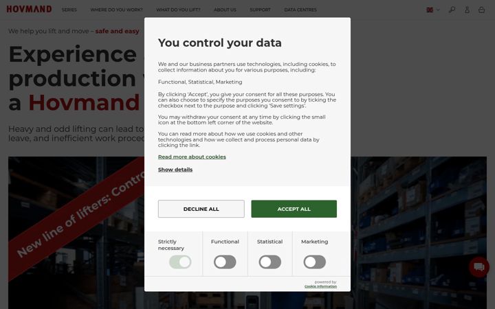 Screenshot of hovmand.com