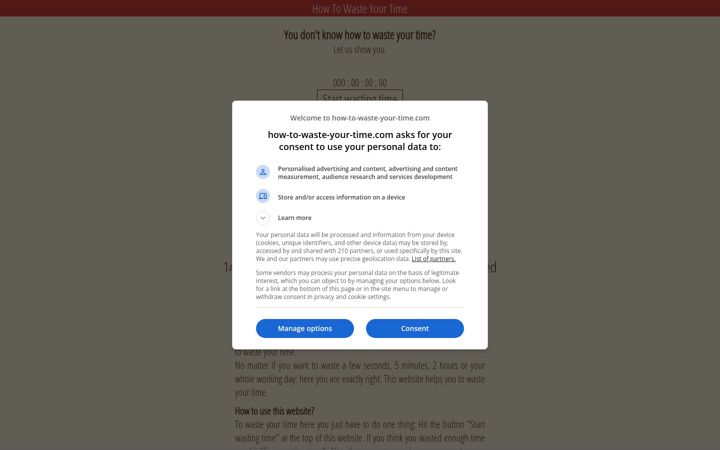 Screenshot of how-to-waste-your-time.com