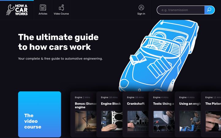 Screenshot of howacarworks.com