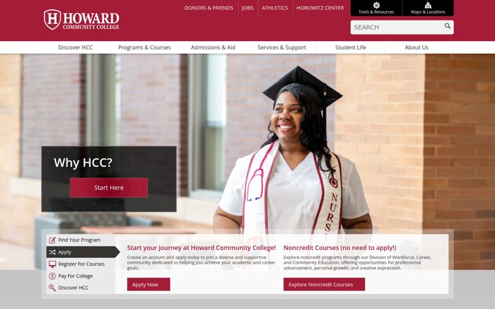 Screenshot of howardcc.edu