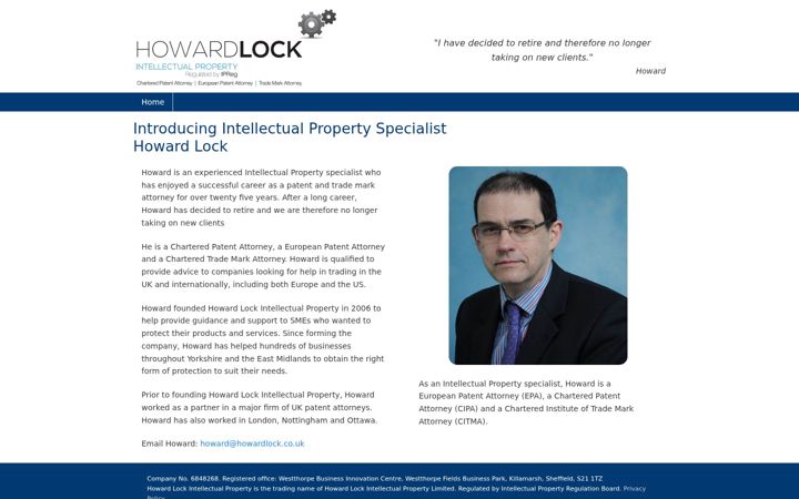 Screenshot of howardlock.co.uk