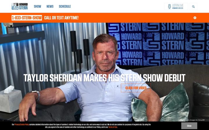 Screenshot of howardstern.com