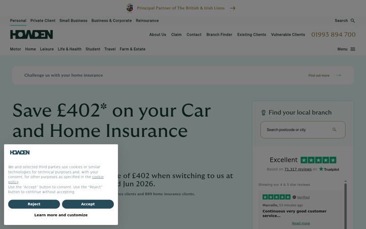Screenshot di howdeninsurance.co.uk