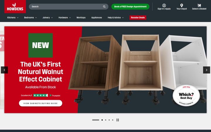 Kuvakaappaus sivustosta howdens.com