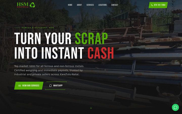 Screenshot of howickscrapmetal.co.za