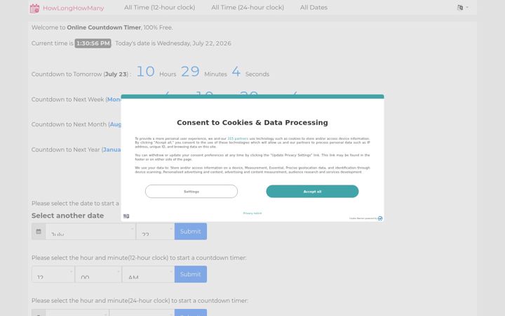 Screenshot of howlonghowmany.com