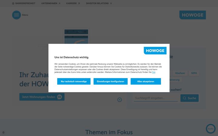 Screenshot of howoge.de