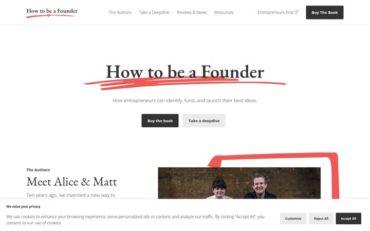 Screenshot of howtobeafounder.com