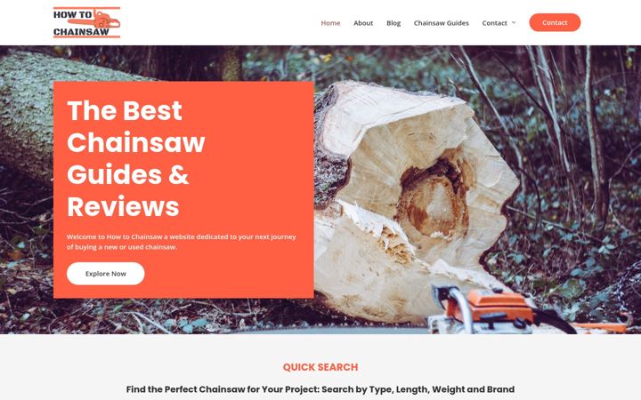 Screenshot of howtochainsaw.com