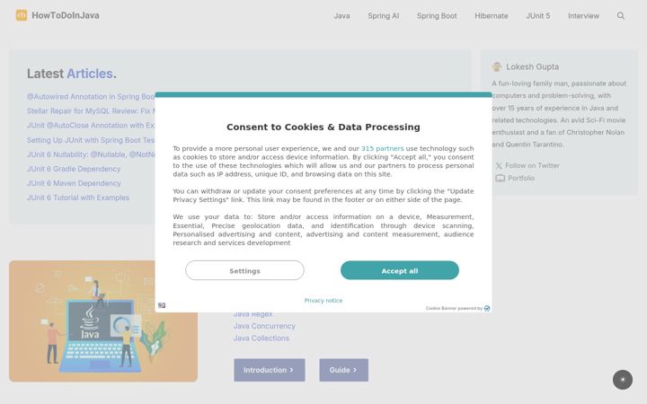 Screenshot of howtodoinjava.com