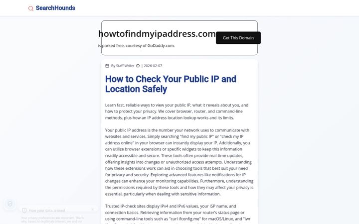 Screenshot of howtofindmyipaddress.com