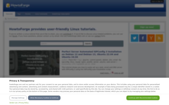 Captura de pantalla de howtoforge.com