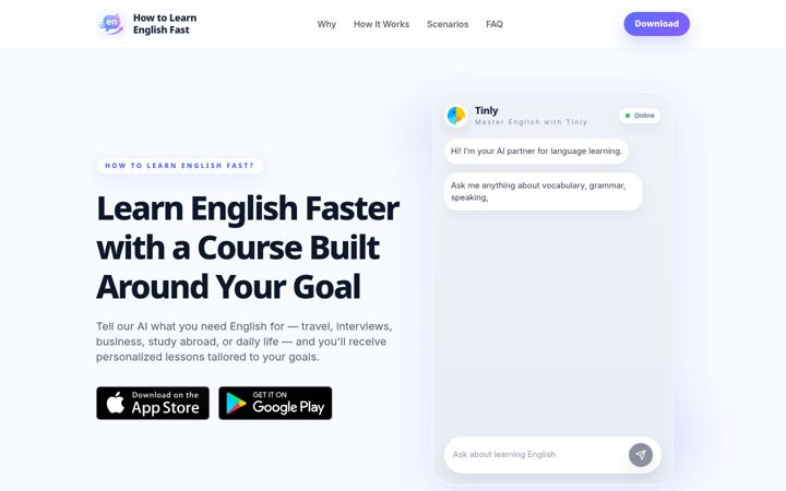Screenshot of howtolearnenglishfast.com