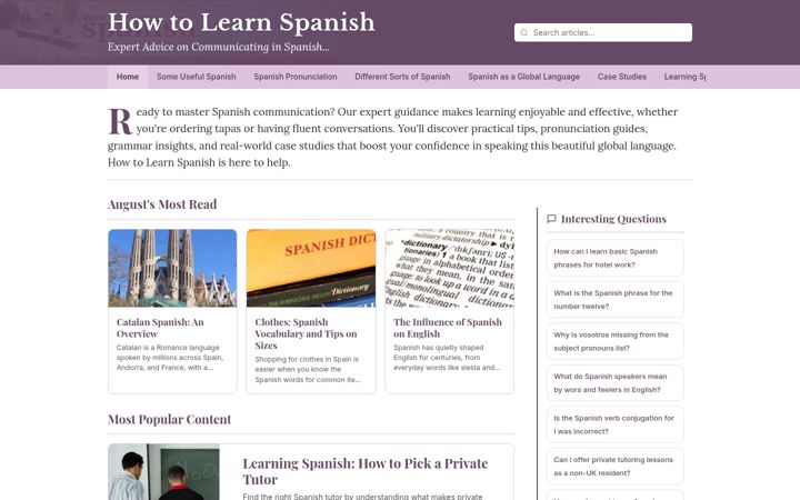 Screenshot of howtolearnspanish.co.uk