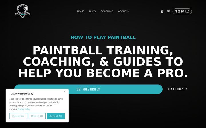 Screenshot of howtoplaypaintball.com