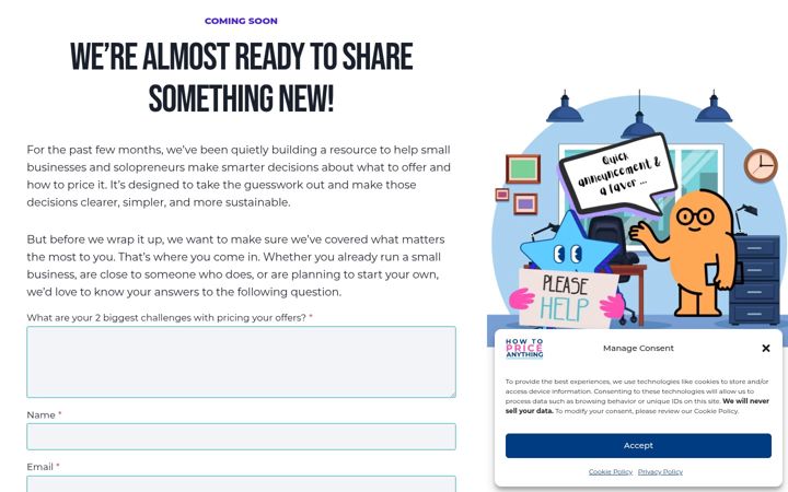 Screenshot of howtopriceanything.com