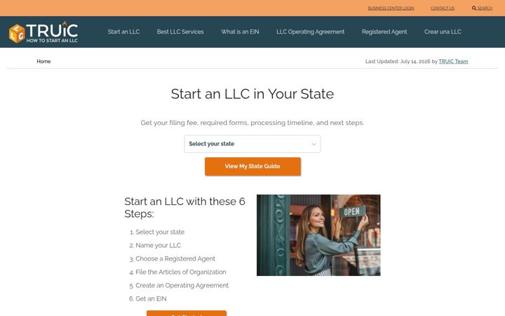 Screenshot of howtostartanllc.com