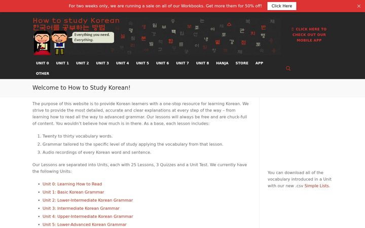 Screenshot of howtostudykorean.com