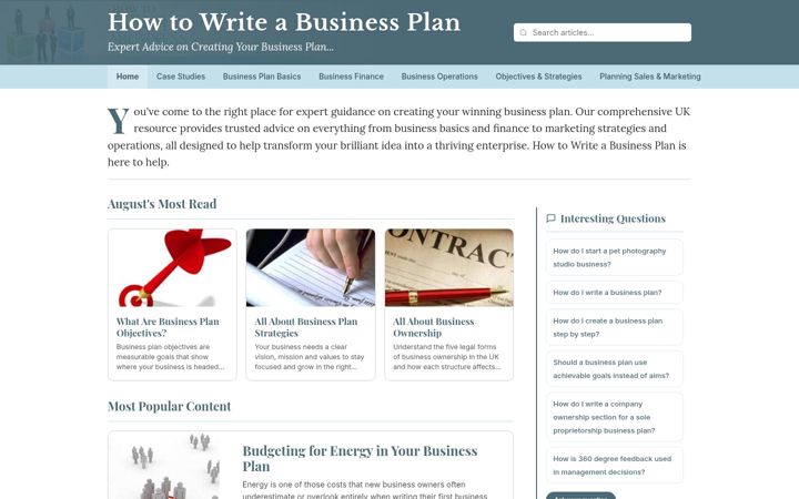 Screenshot of howtowriteabusinessplan.co.uk