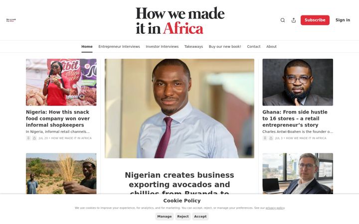 Screenshot of howwemadeitinafrica.com