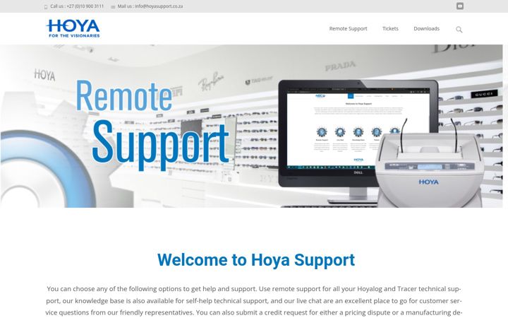 Screenshot of hoyasupport.co.za