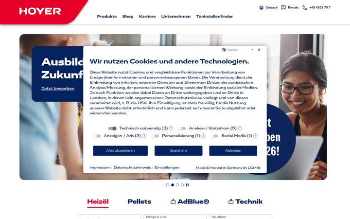 Screenshot of hoyer.de
