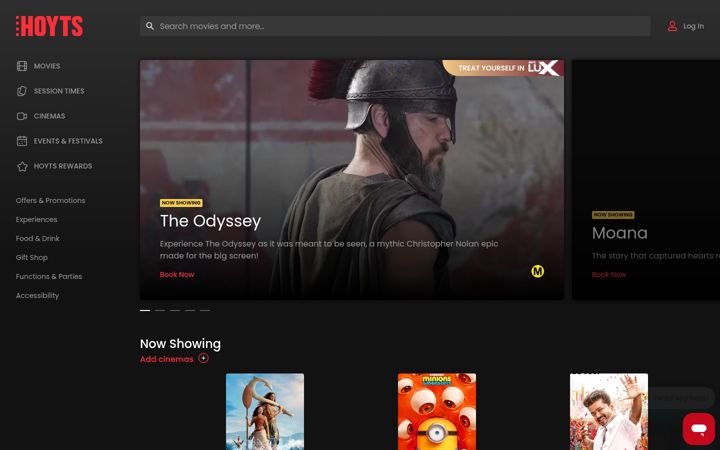 Screenshot of hoyts.co.nz