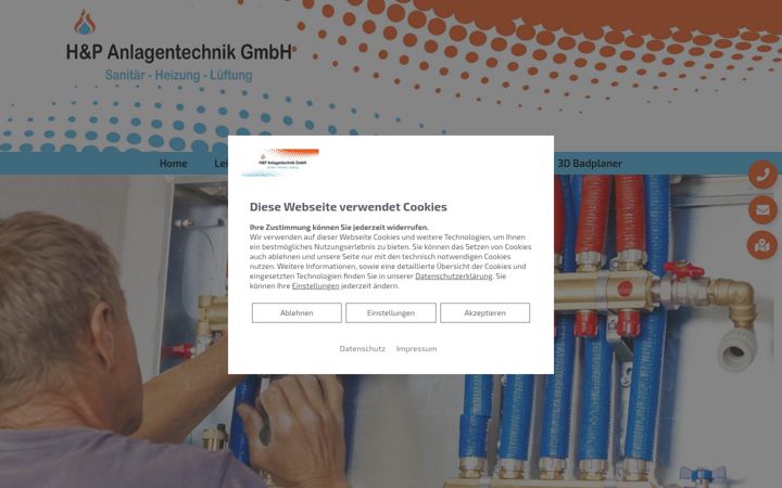 Screenshot of hp-anlagentechnik-frechen.de
