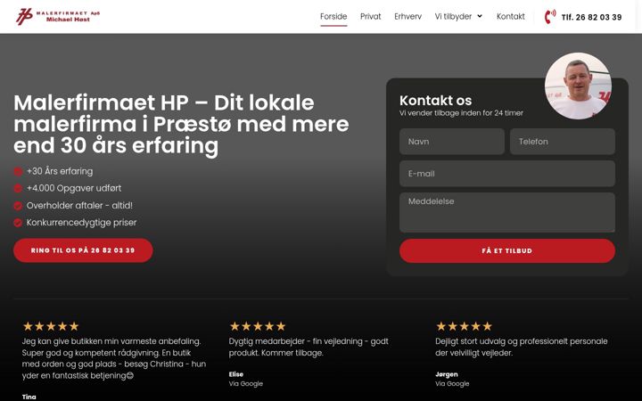 Screenshot of hp-malerfirma.dk
