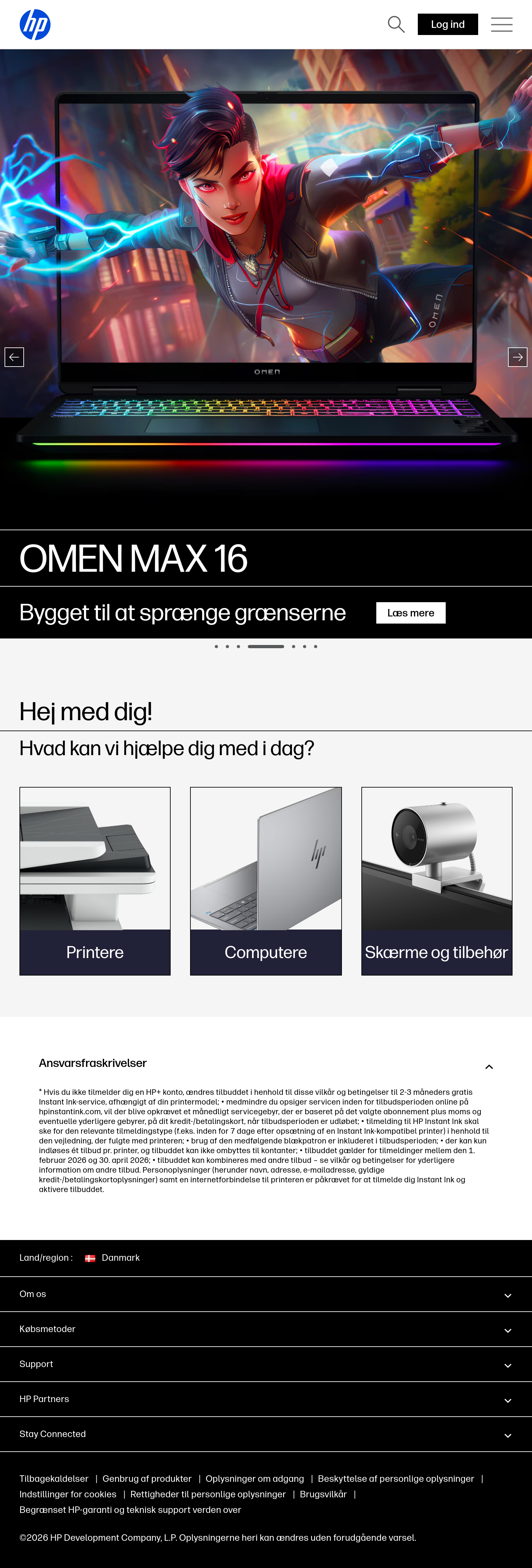 Tablet screenshot of hp.com