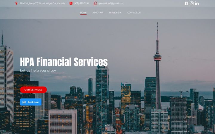Screenshot of hpafinancialservices.ca