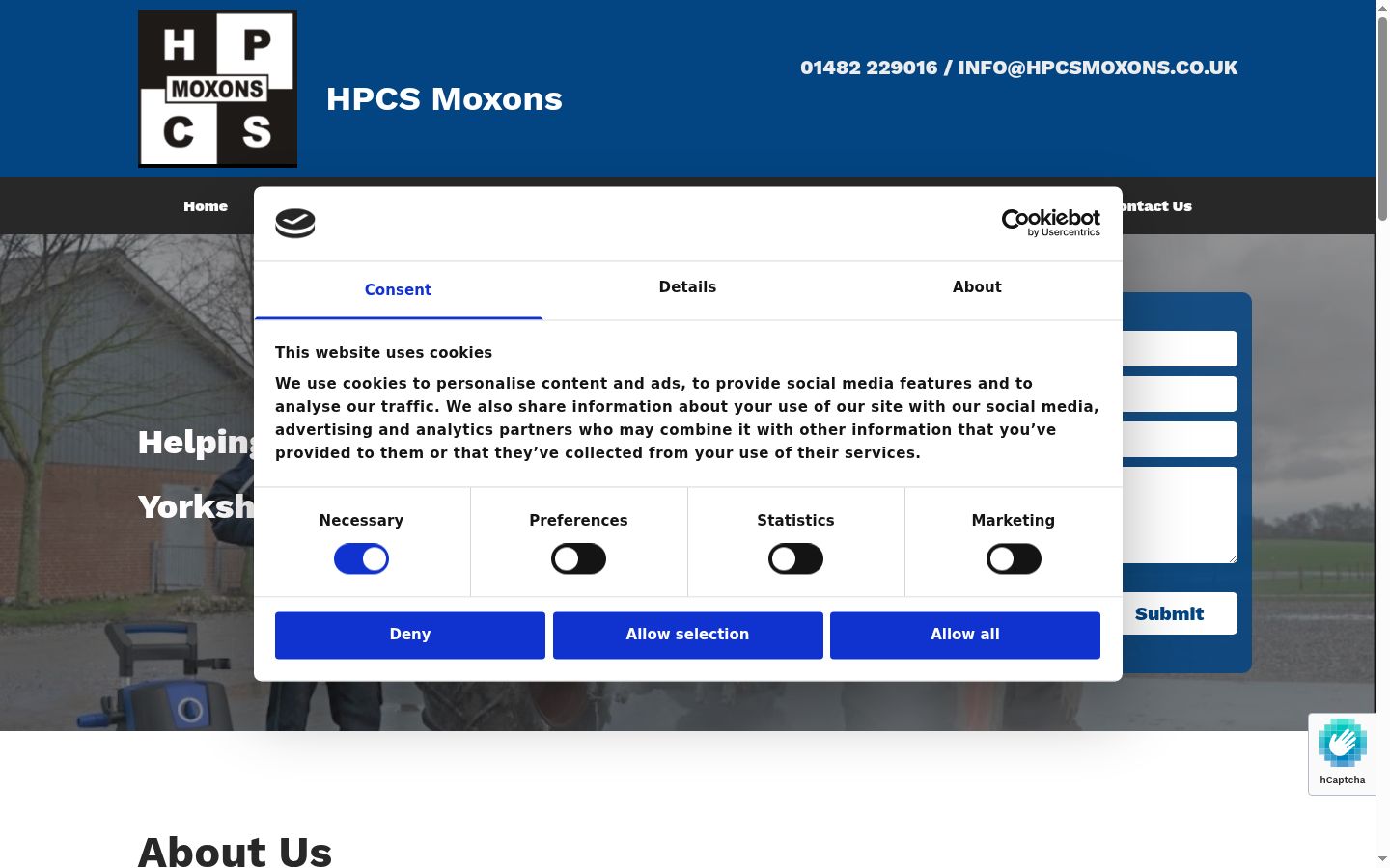 Screenshot del banner di consenso mostrato prima di qualsiasi interazione