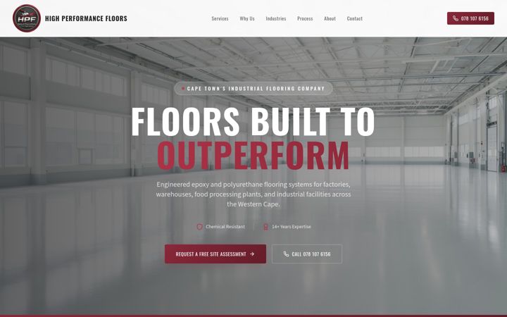 Screenshot of hpfloors.co.za