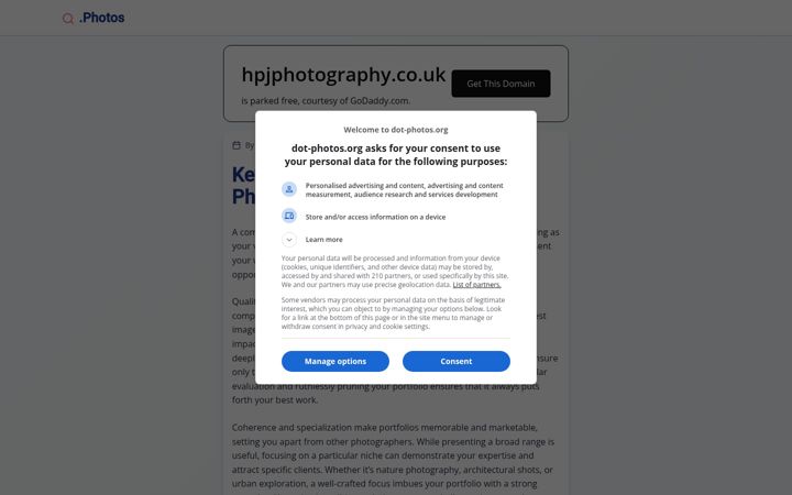 Screenshot of hpjphotography.co.uk