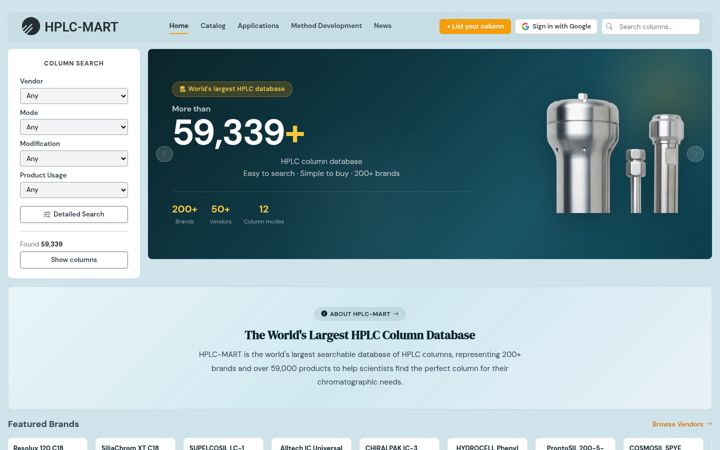 Screenshot of hplcmart.com