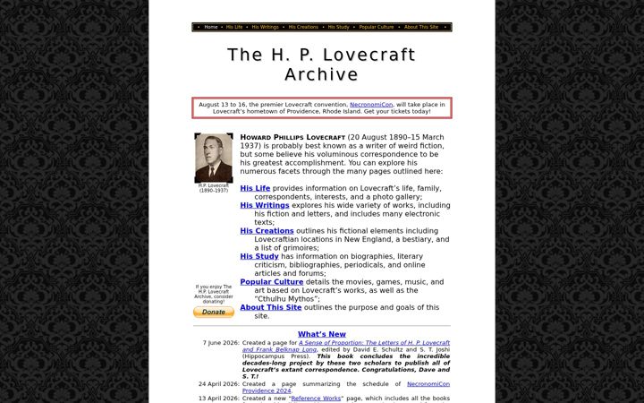 Screenshot of hplovecraft.com