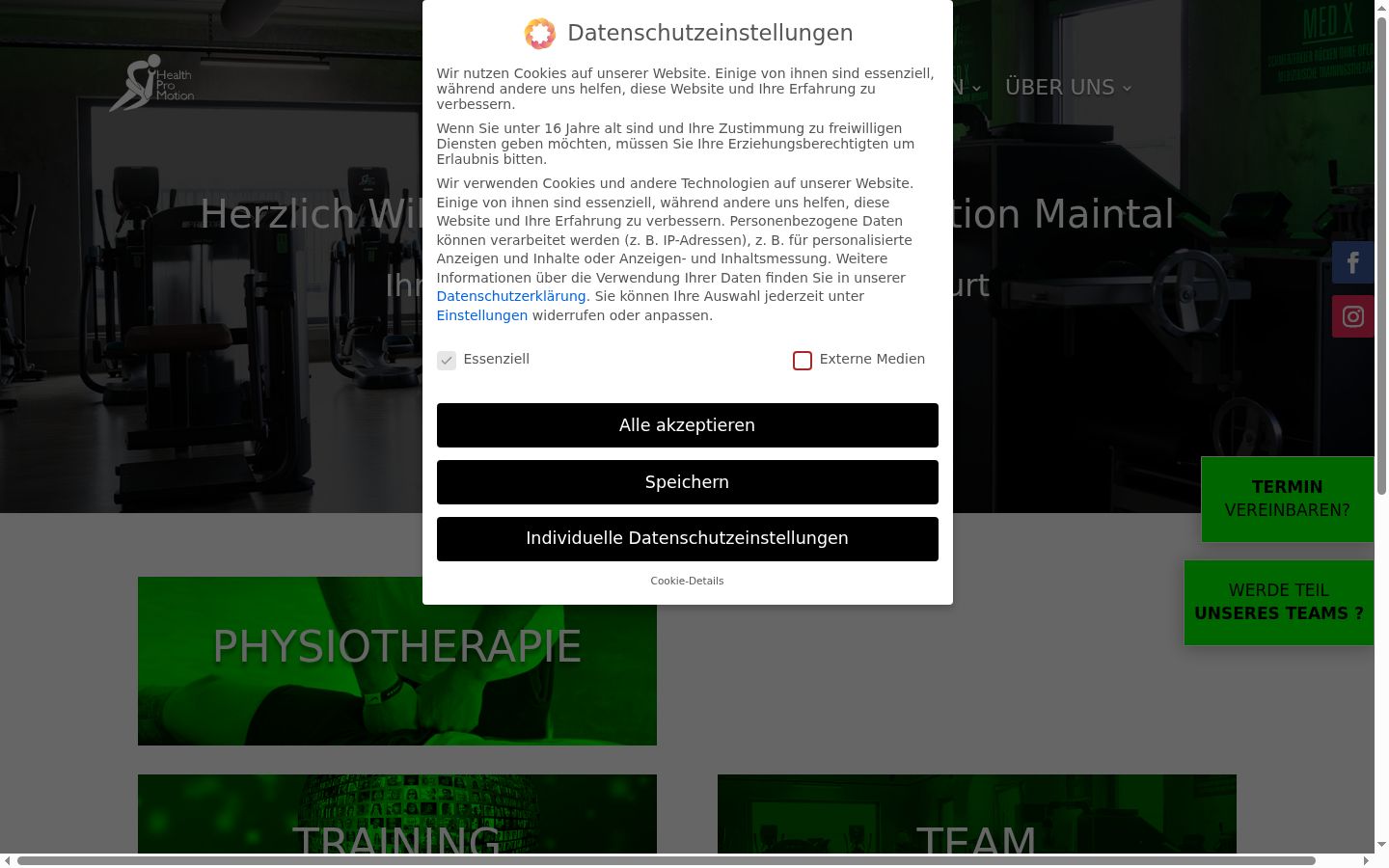 Screenshot del banner di consenso mostrato prima di qualsiasi interazione