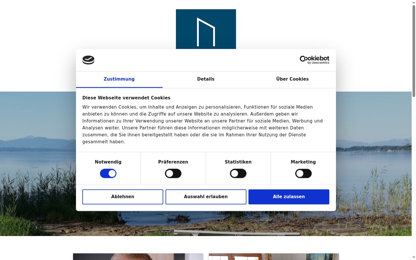 Screenshot del banner di consenso mostrato prima di qualsiasi interazione
