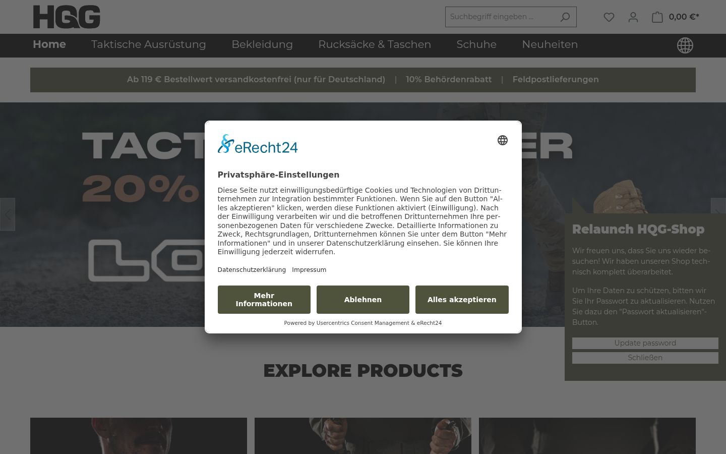Screenshot of the consent banner shown before any interaction