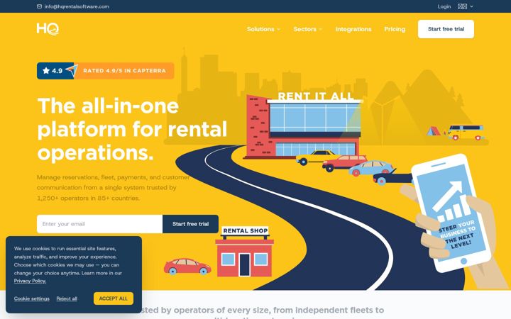Screenshot of hqrentals.app