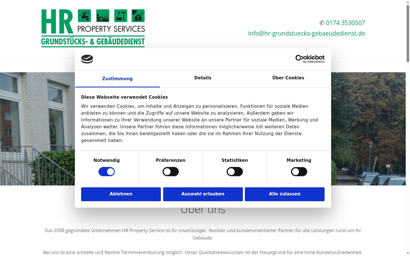 Screenshot des Einwilligungsbanners vor jeglicher Interaktion