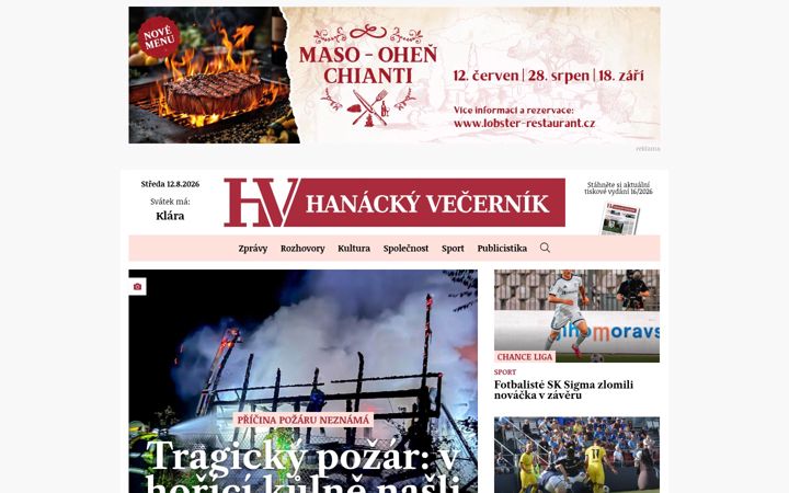 Screenshot of hradeckyvecernik.cz