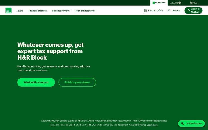 Screenshot di hrblock.com